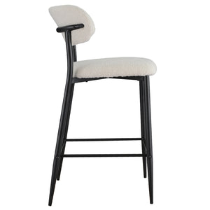 Clement Boucle Fabric Kitchen Bar Stool in Off-White