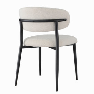 Clement Boucle Fabric Dining Chair in Off-White