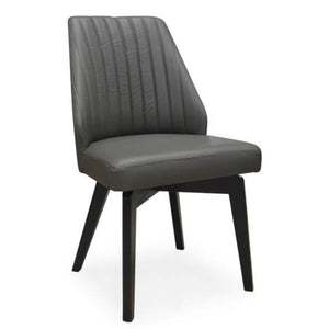 Dante Leather Dining Chair in Dark Grey