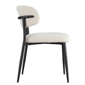 Clement Boucle Fabric Dining Chair in Off-White