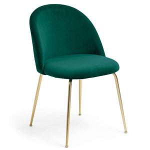 Marcel Velvet Dining Chair in Gold/Emerald