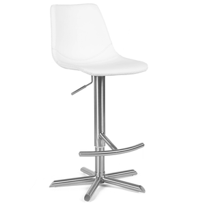 Reid Leatherette Kitchen Bar Stool in Brushed Stainless/White