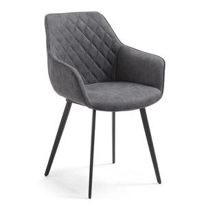 Colton Leatherette Dining Chair in Marble Dark Grey