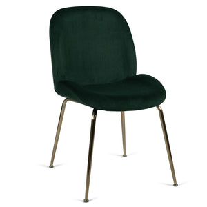 Lathan Velvet Dining Chair in Gold/Emerald