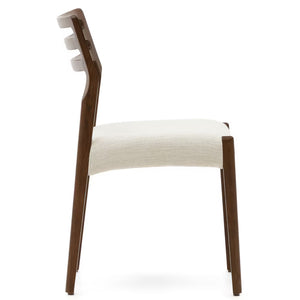 Kira Fabric Dining Chair in Walnut/Beige