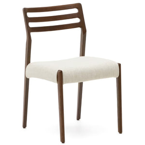 Kira Fabric Dining Chair in Walnut/Beige