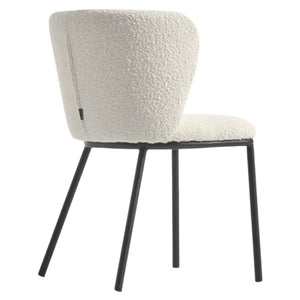 Harper Boucle Fabric Dining Chair in White