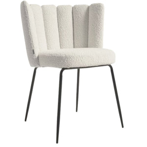 Josie Boucle Fabric Dining Chair in White