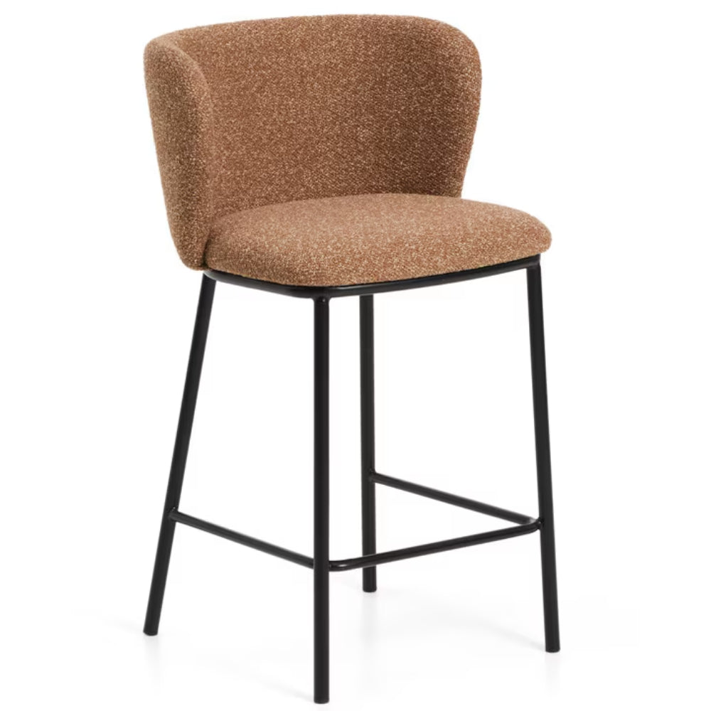 Harper 65cm Chenille Fabric Kitchen Bar Stool in Terracotta