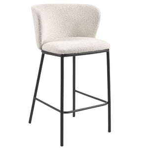 Harper 65cm Boucle Fabric Kitchen Bar Stool in White