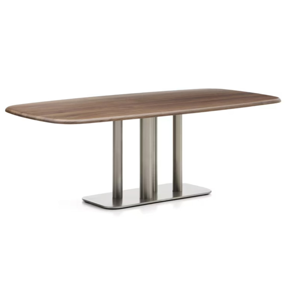 Celia 220cm Dining Table in Stainless Steel/Walnut