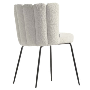 Josie Boucle Fabric Dining Chair in White