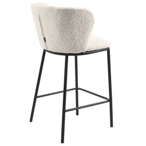 Harper 65cm Boucle Fabric Kitchen Bar Stool in White