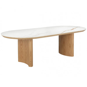 Caspian 240cm Ceramic Dining Table in Natural/White