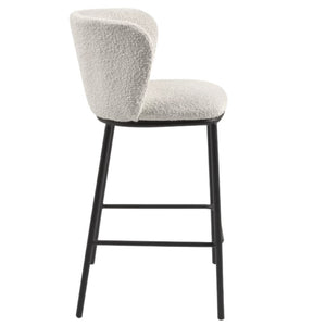 Harper 65cm Boucle Fabric Kitchen Bar Stool in White
