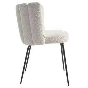 Josie Boucle Fabric Dining Chair in White