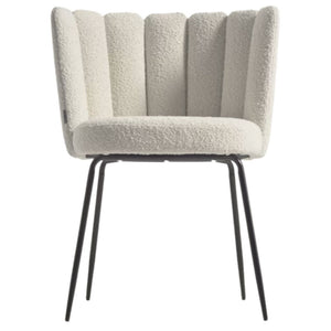 Josie Boucle Fabric Dining Chair in White