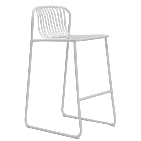 Amos 75cm Steel Bar Stool in White - Marc & Main