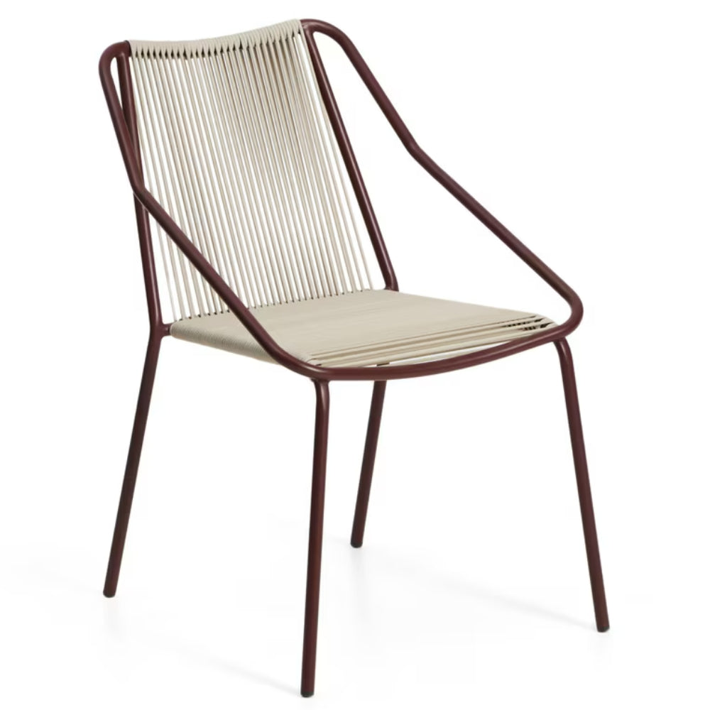 Edwin Rope Dining Chair in Burgundy/Beige