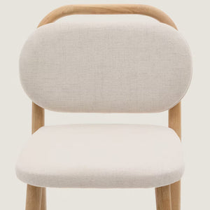 Rumi Fabric Kitchen Bar Stool in Oak/Beige