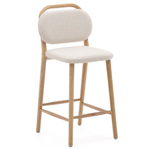 Rumi Fabric Kitchen Bar Stool in Oak/Beige