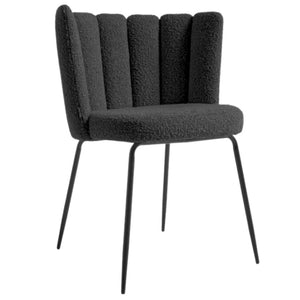 Josie Boucle Fabric Dining Chair in Black