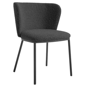 Harper Boucle Fabric Dining Chair in Black