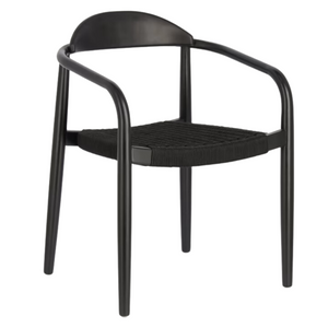 Finley Acacia Wood Dining Chair in Black/Black