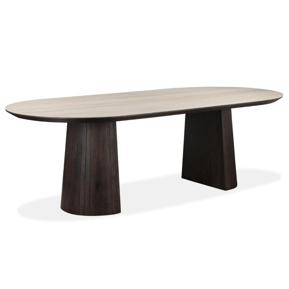 Delano 240cm Dining Table in Dark Walnut/Travertine