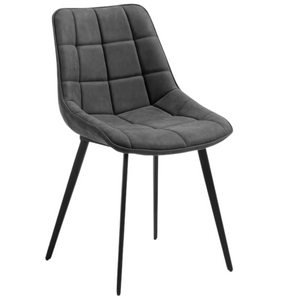 Jaxton Leatherette Dining Chair in Black/Marble Dark Grey