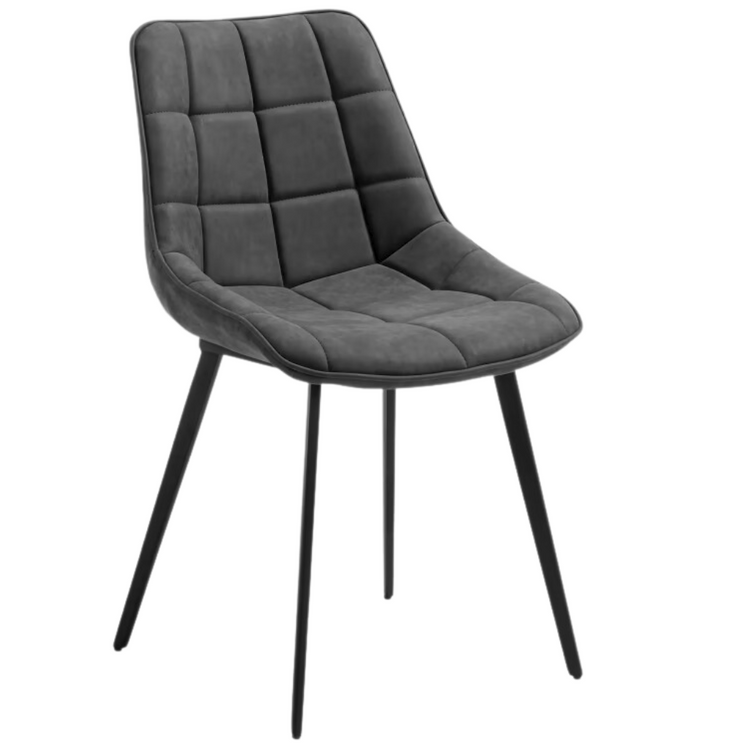 Jaxton Leatherette Dining Chair in Black/Marble Dark Grey
