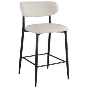 Clement Boucle Fabric Kitchen Bar Stool in Off-White