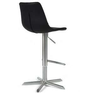 Reid Leatherette Kitchen Bar Stool in Brushed Stainless/Black