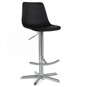 Reid Leatherette Kitchen Bar Stool in Brushed Stainless/Black