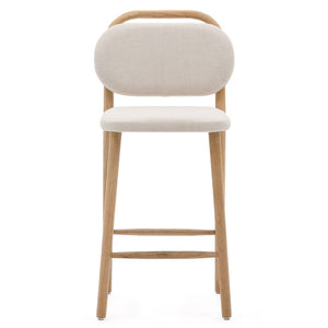 Rumi Fabric Kitchen Bar Stool in Oak/Beige