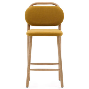 Rumi Fabric Kitchen Bar Stool in Oak/Mustard