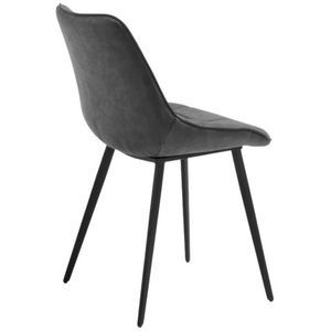 Jaxton Leatherette Dining Chair in Black/Marble Dark Grey