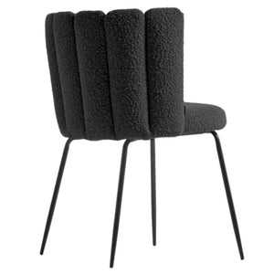 Josie Boucle Fabric Dining Chair in Black