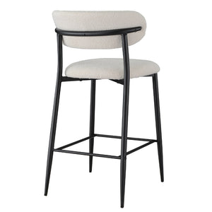 Clement Boucle Fabric Kitchen Bar Stool in Off-White