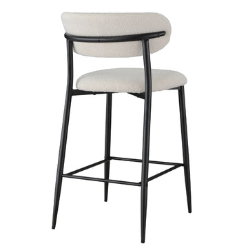 Clement Boucle Fabric Kitchen Bar Stool in Off-White
