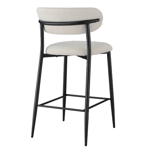 Clement Boucle Fabric Kitchen Bar Stool in Off-White