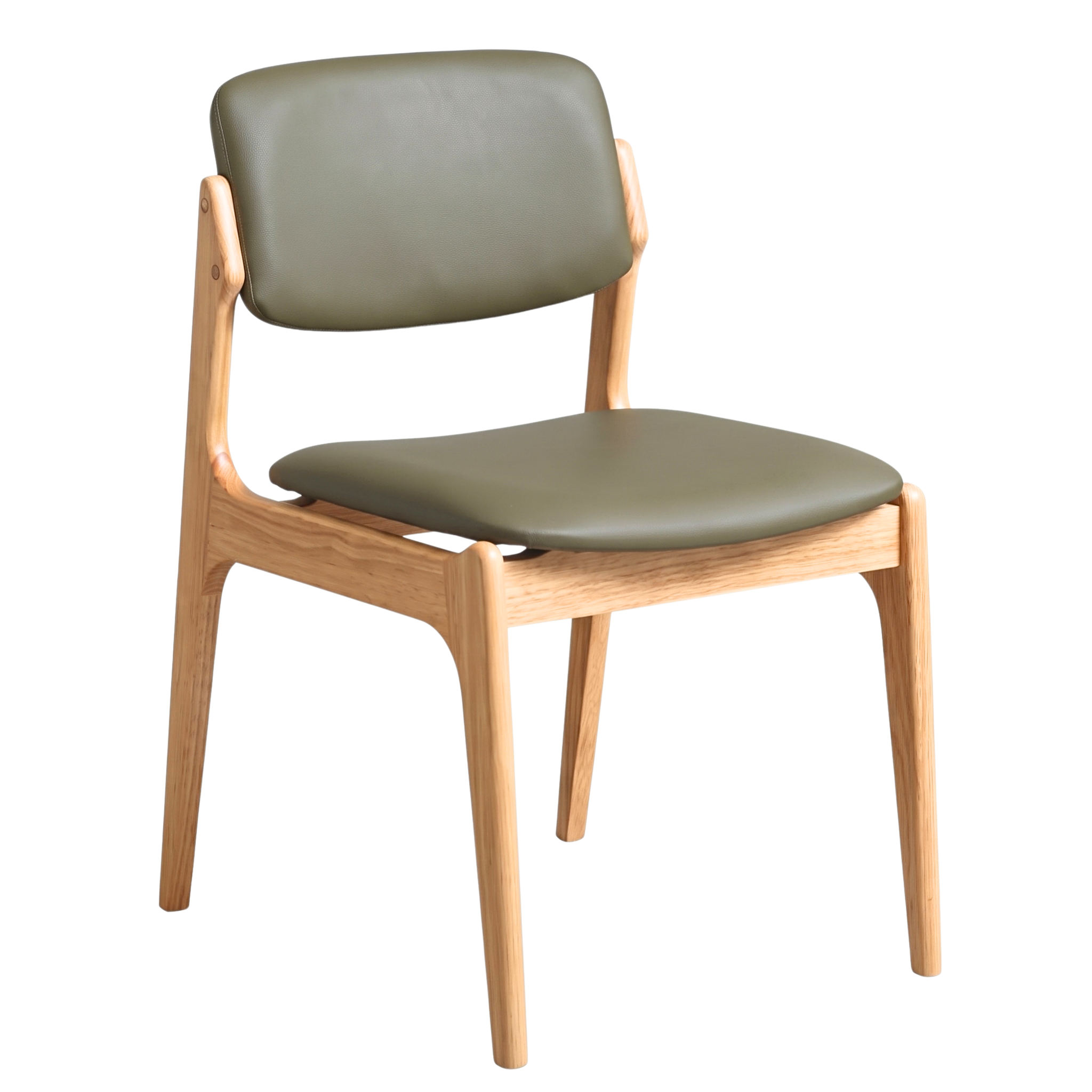 Larsen Leather Dining Chair in Natural/Olive Green