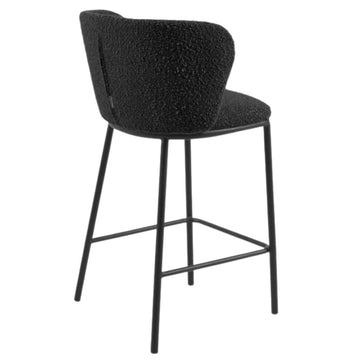 Harper 65cm Boucle Fabric Kitchen Bar Stool in Black