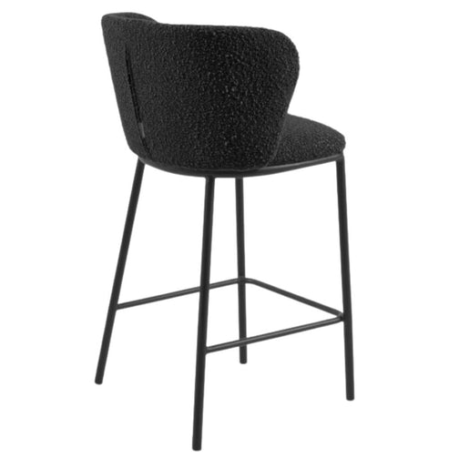 Harper 65cm Boucle Fabric Kitchen Bar Stool in Black