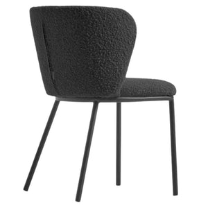 Harper Boucle Fabric Dining Chair in Black