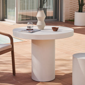 Zeke 90cm Cement Dining Table in White