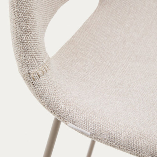 Kye 65cm Fabric Kitchen Bar Stool in Beige/Beige