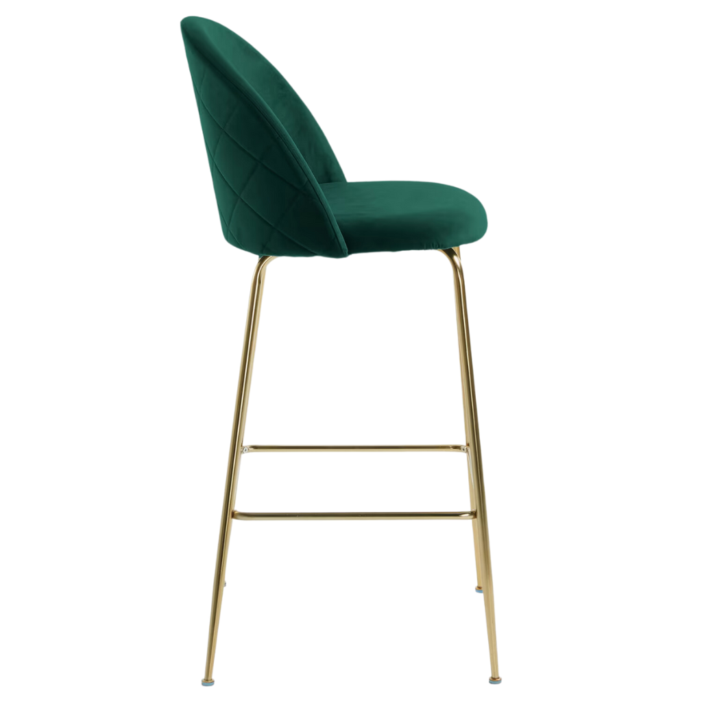 Marcel Velvet Kitchen Bar Stool in Gold Green
