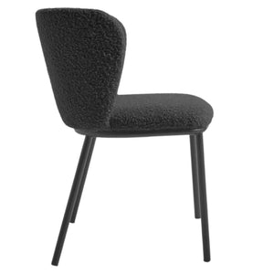 Harper Boucle Fabric Dining Chair in Black