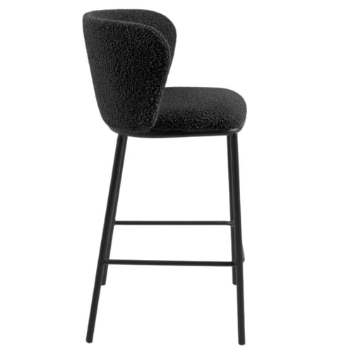 Harper 65cm Boucle Fabric Kitchen Bar Stool in Black